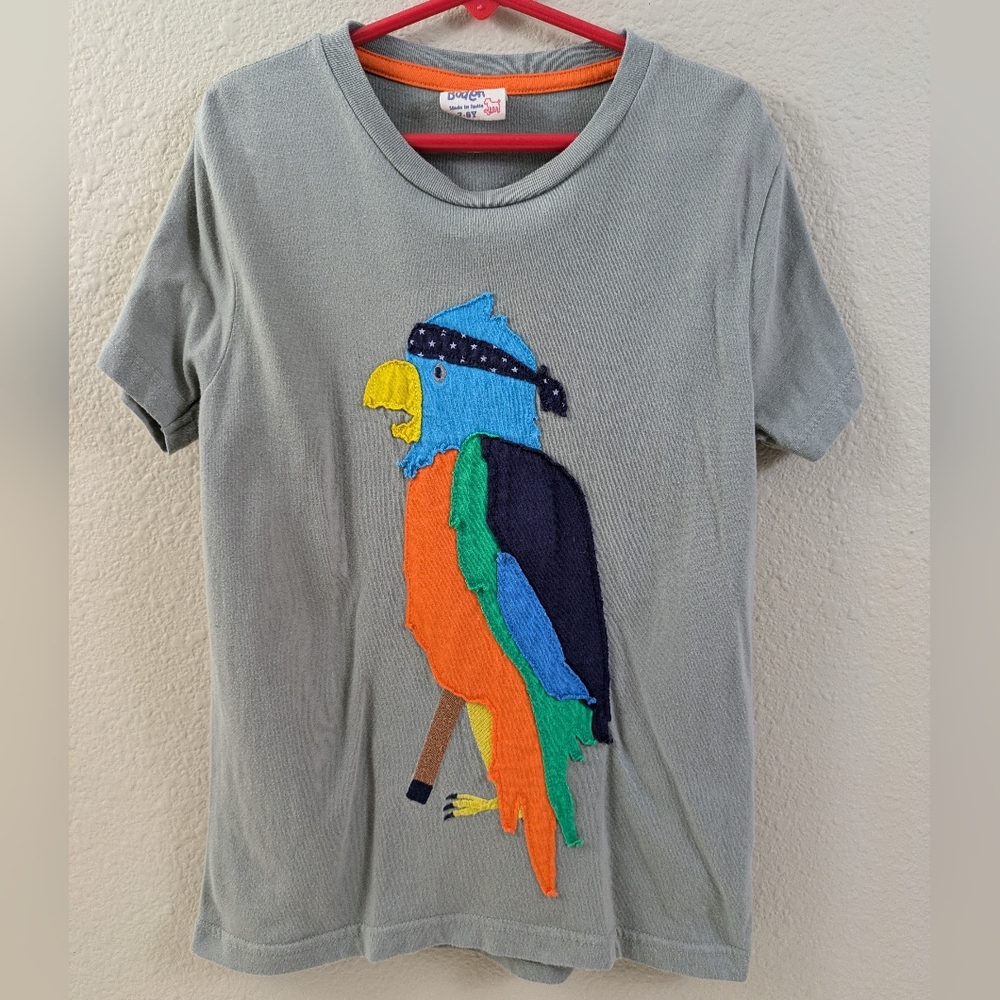 Mini Boden Big Appliqué Pirate Parrot T-Shirt ~ sz 7/8 yr
